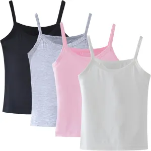 Anktry 2-8 Years Little Girls Soft Camisole Undershirts 4 Pack Kids Comfort Breathable Tank Tops