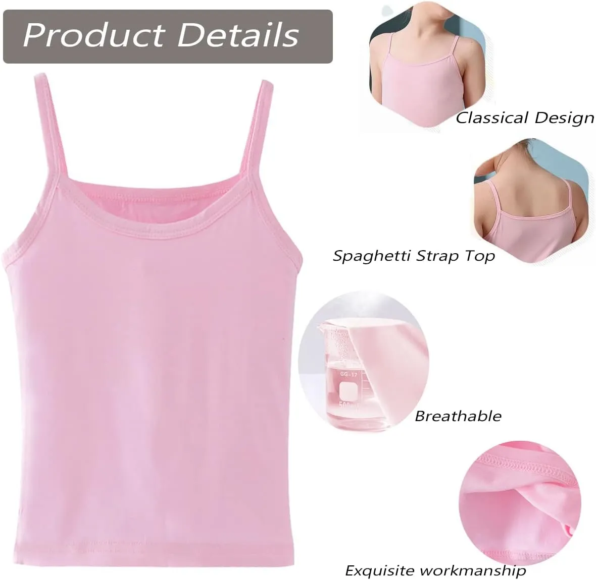 Anktry 2-8 Years Little Girls Soft Camisole Undershirts 4 Pack Kids Comfort Breathable Tank Tops