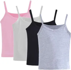 Anktry 2-8 Years Little Girls Soft Camisole Undershirts 4 Pack Kids Comfort Breathable Tank Tops