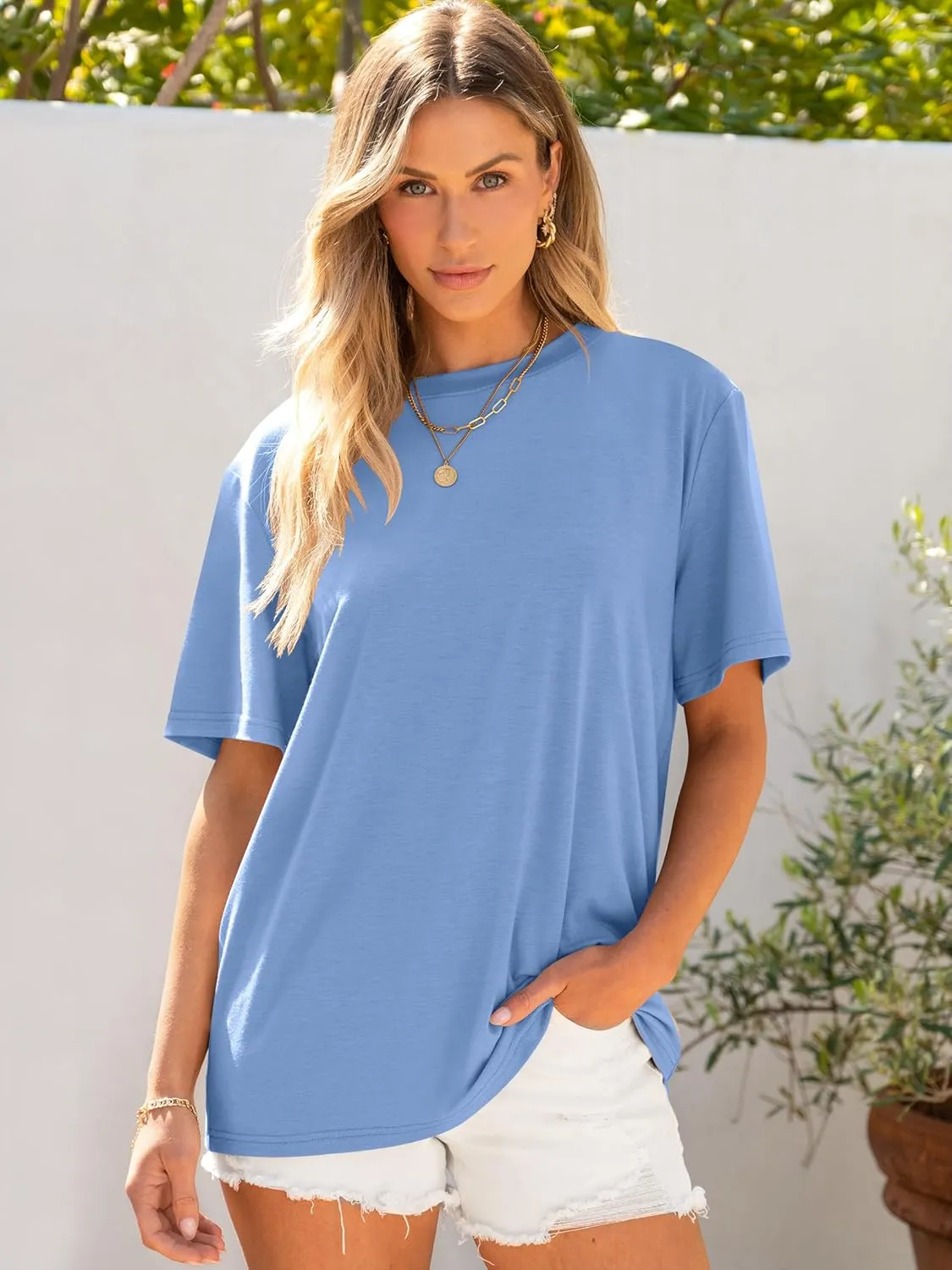 ANRABESS Womens Oversized T Shirts Short Sleeve Crewneck Tops Casual Loose Basic Tee Shirts 2025 Summer Trendy Outfits