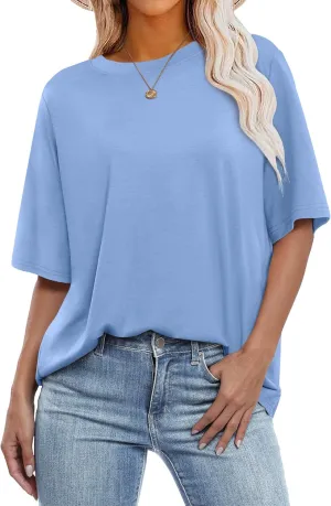 ANRABESS Womens Oversized T Shirts Short Sleeve Crewneck Tops Casual Loose Basic Tee Shirts 2025 Summer Trendy Outfits