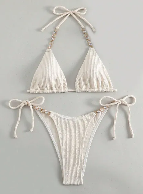 Apricot Hollywood Diamonte Crystal Bikini 2 Piece Set