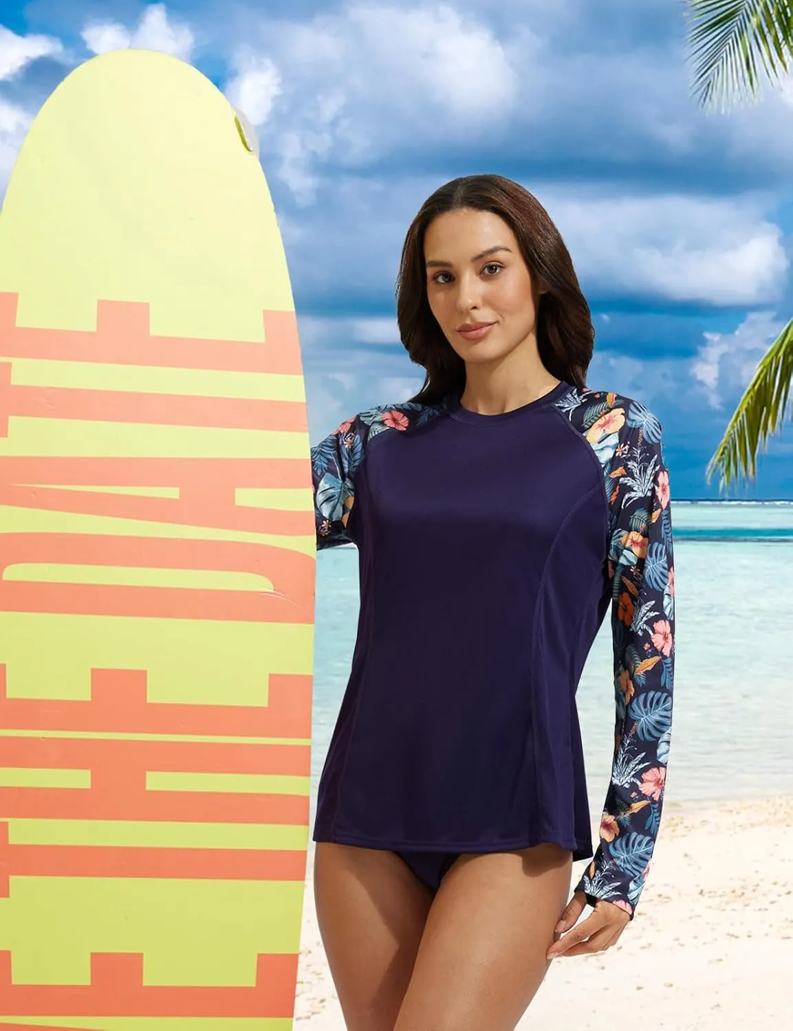 baleaf Rash Guard for Women Swim Shirts UPF 50  UV Sun Protection Long Sleeve Swimsuit Top Zipper Pocket Thumbhole