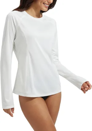 baleaf Rash Guard for Women Swim Shirts UPF 50  UV Sun Protection Long Sleeve Swimsuit Top Zipper Pocket Thumbhole
