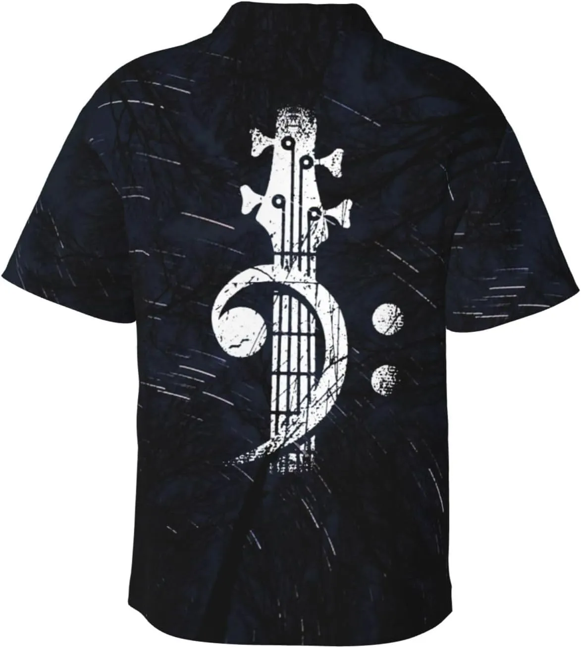 Bass-Clef-Headstock-Bass-Guitar-Gift Mens Hawaiian Shirts Button Down Short Sleeve Beach Shirts Summer Casual Shirts