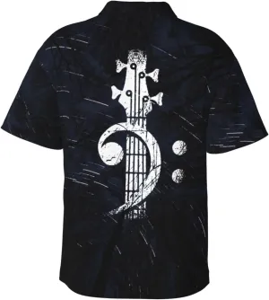 Bass-Clef-Headstock-Bass-Guitar-Gift Mens Hawaiian Shirts Button Down Short Sleeve Beach Shirts Summer Casual Shirts