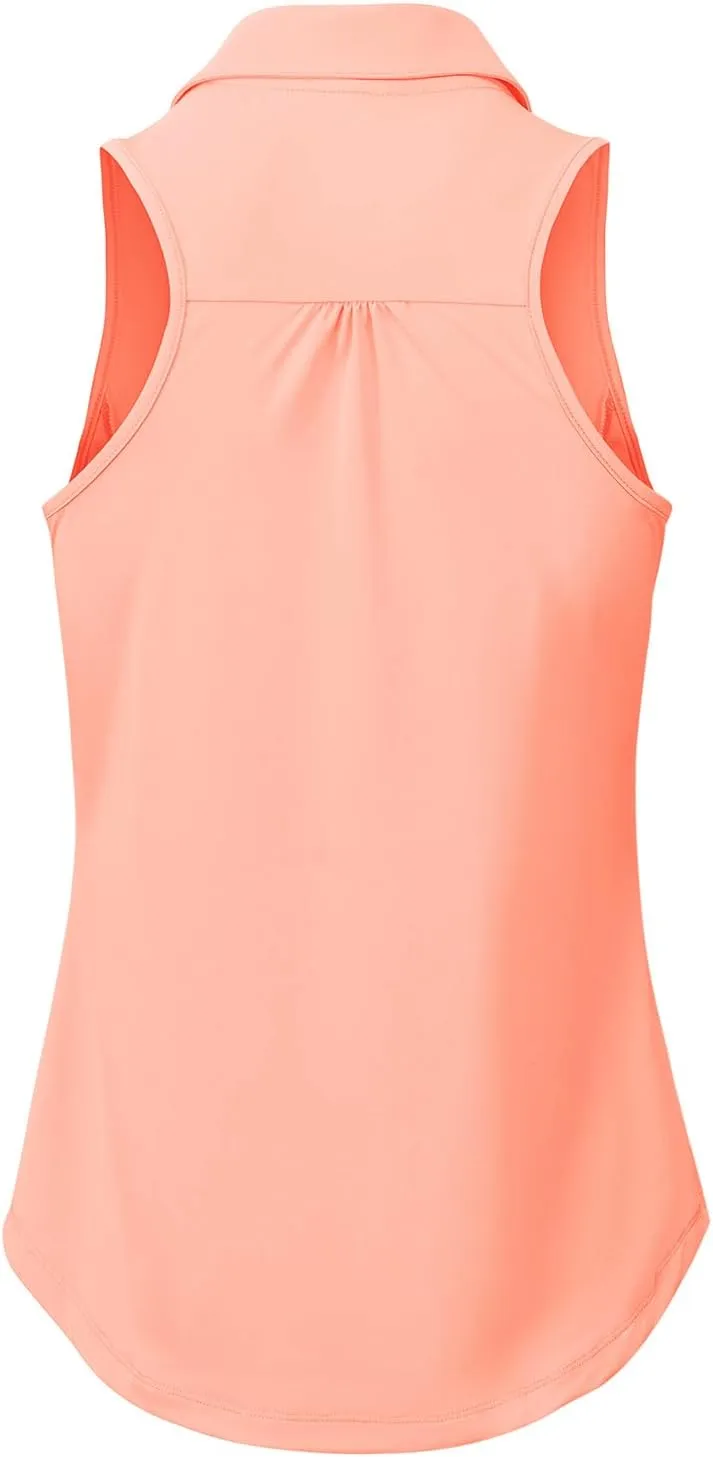 BASUDAM Women's Sleeveless Golf Shirts Back-Tuck UPF 50  Active Tennis T-Shirts Polo Tank Tops Quick Dry