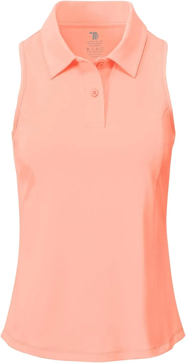 BASUDAM Women's Sleeveless Golf Shirts Back-Tuck UPF 50  Active Tennis T-Shirts Polo Tank Tops Quick Dry