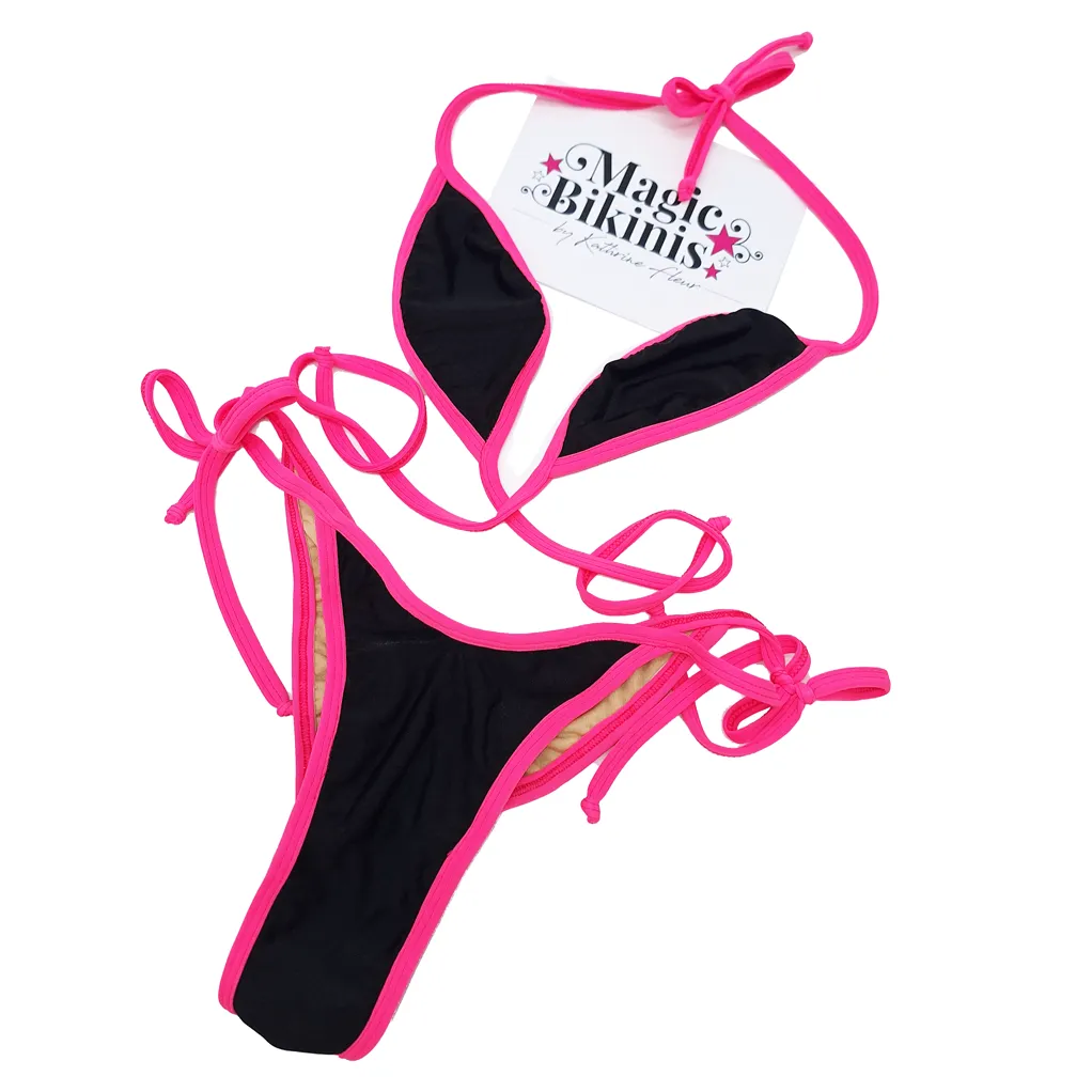 Beach Bikini No.60 Black Pink Nipple Covers