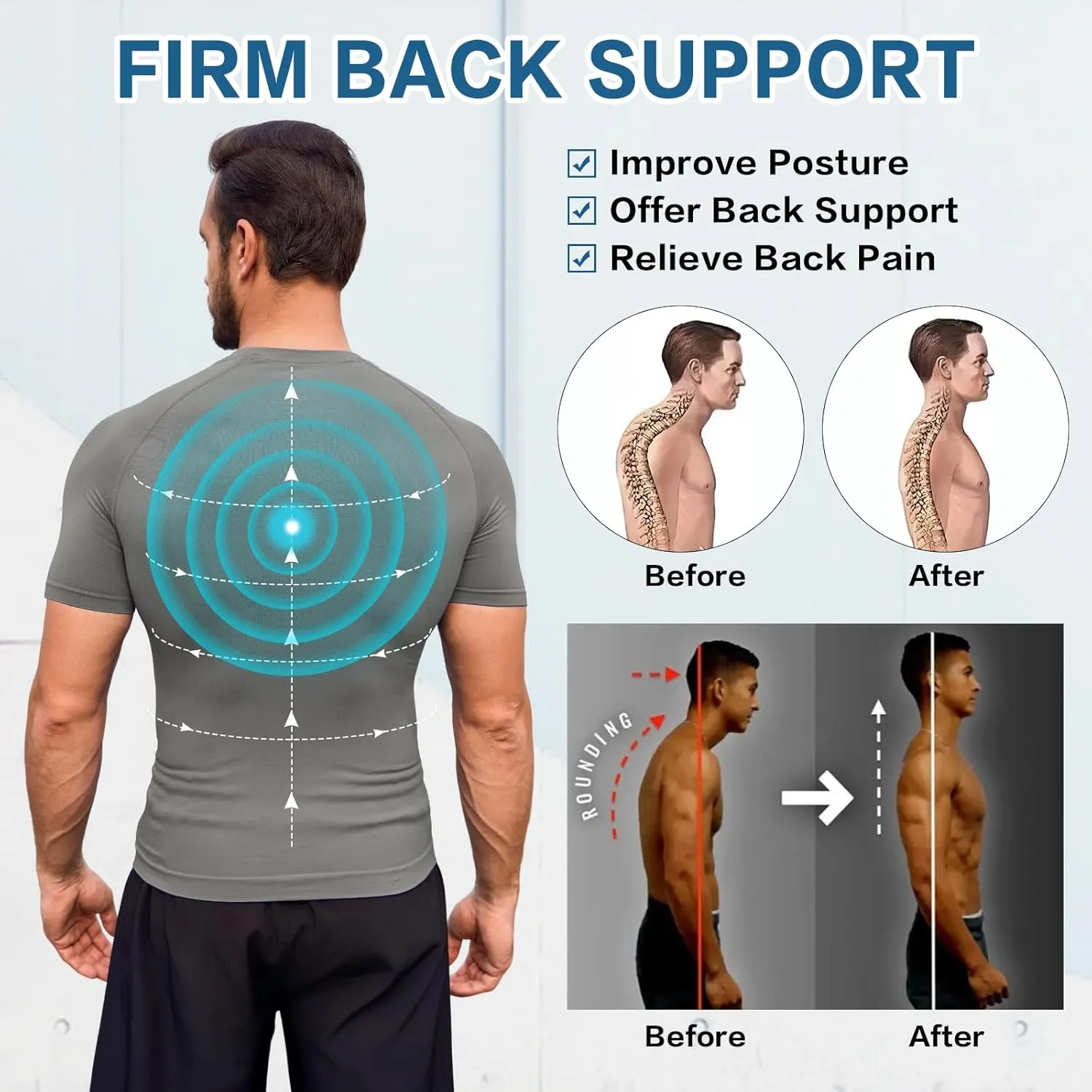 Beotyshow Gynecomastia Compression Shirts Short Sleeve Slimming Body Shaper Shapewear Workout T Shirts Undershirts