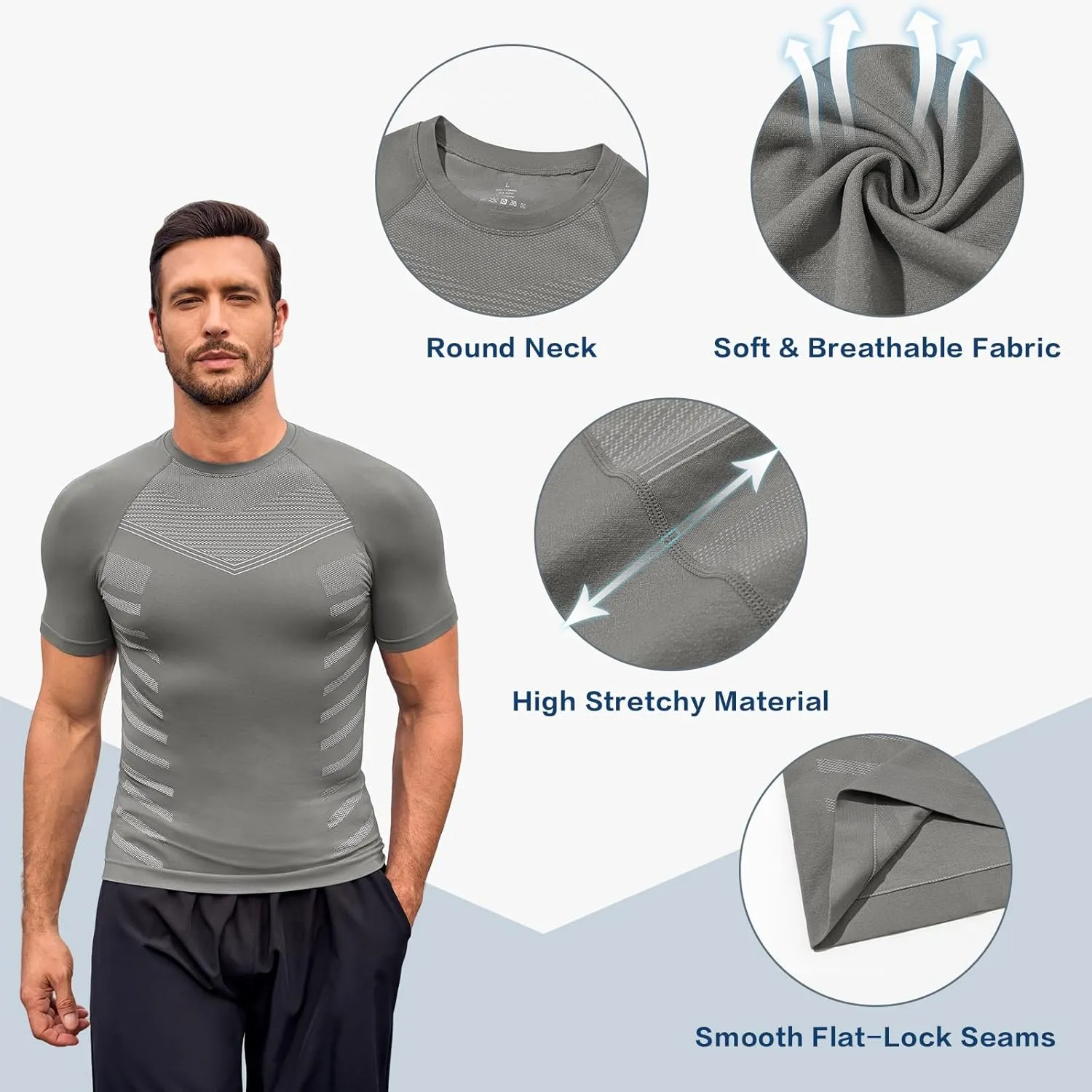 Beotyshow Gynecomastia Compression Shirts Short Sleeve Slimming Body Shaper Shapewear Workout T Shirts Undershirts