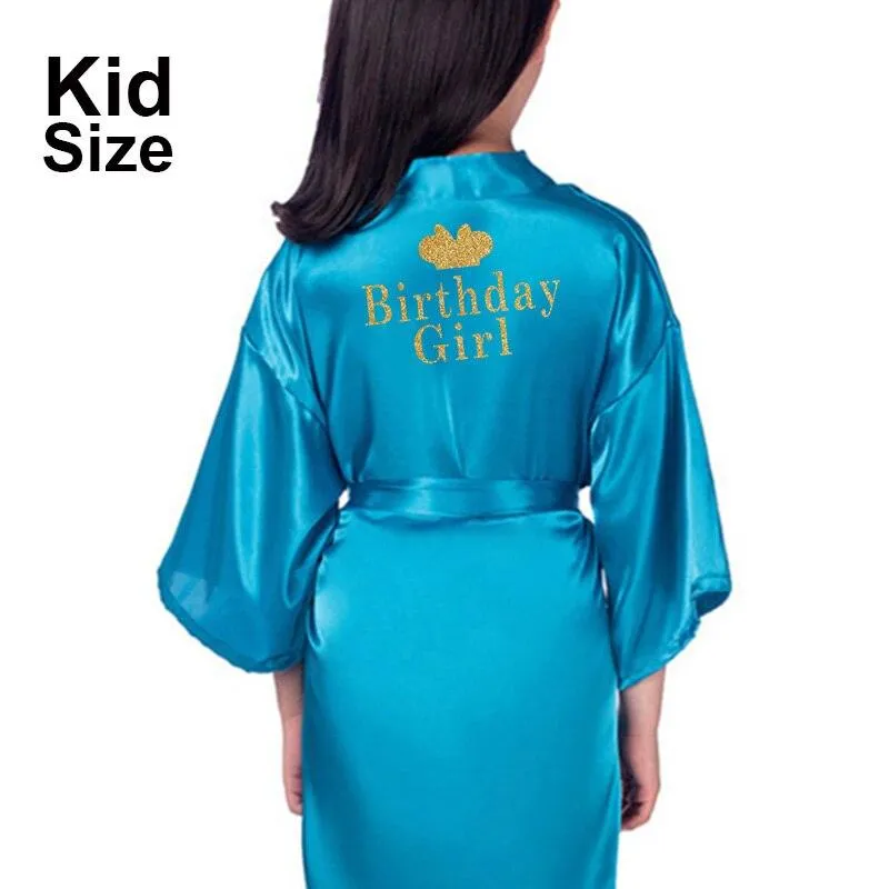 Birthday Girl&Mother Of Birthday Girl Robe Satin Toddler Baby Women Princess Spa Party Favor Ladies Dressing Gift kimono robes