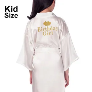 Birthday Girl&Mother Of Birthday Girl Robe Satin Toddler Baby Women Princess Spa Party Favor Ladies Dressing Gift kimono robes
