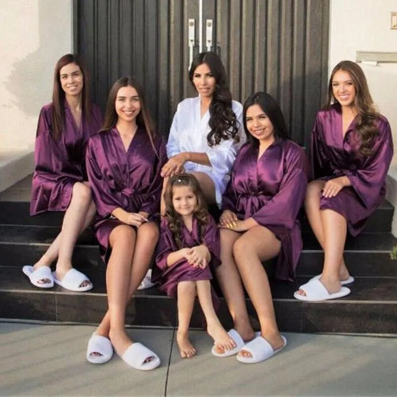 Birthday Girl&Mother Of Birthday Girl Robe Satin Toddler Baby Women Princess Spa Party Favor Ladies Dressing Gift kimono robes