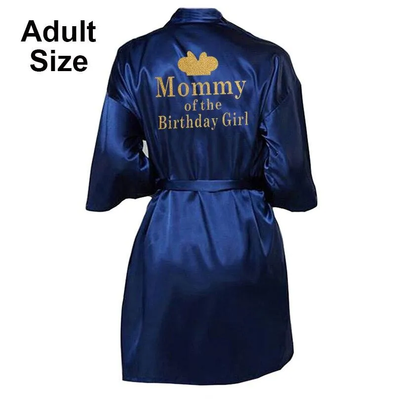 Birthday Girl&Mother Of Birthday Girl Robe Satin Toddler Baby Women Princess Spa Party Favor Ladies Dressing Gift kimono robes