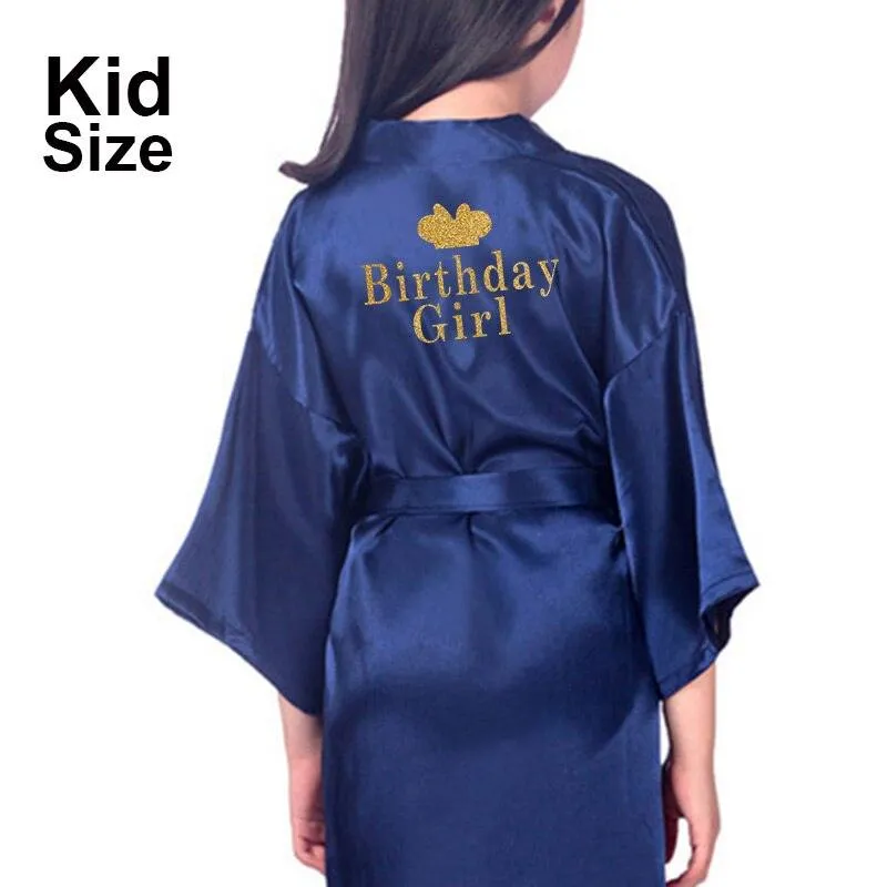 Birthday Girl&Mother Of Birthday Girl Robe Satin Toddler Baby Women Princess Spa Party Favor Ladies Dressing Gift kimono robes