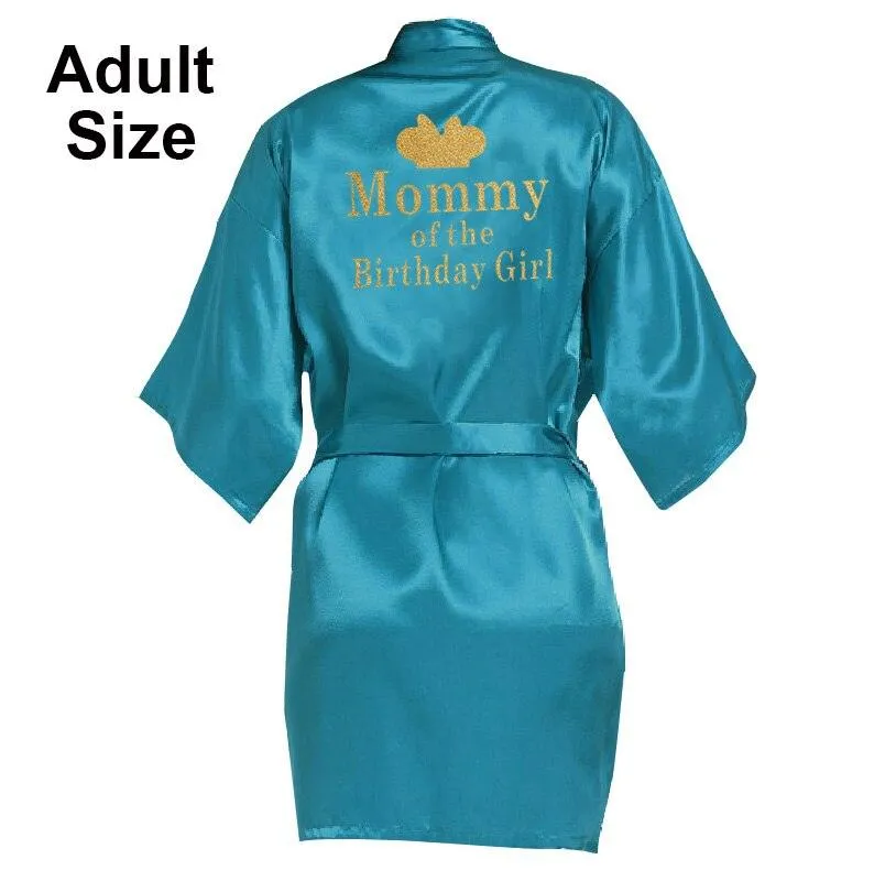 Birthday Girl&Mother Of Birthday Girl Robe Satin Toddler Baby Women Princess Spa Party Favor Ladies Dressing Gift kimono robes