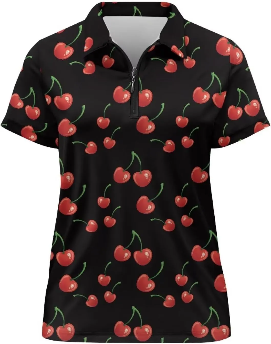 Biyejit Womens Golf Polo Shirts 1/4 Zip Up Short Sleeve Quick Dry Workout Tops Sun Protection Tennis Shirts Slim Fit