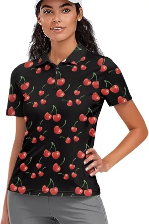Biyejit Womens Golf Polo Shirts 1/4 Zip Up Short Sleeve Quick Dry Workout Tops Sun Protection Tennis Shirts Slim Fit