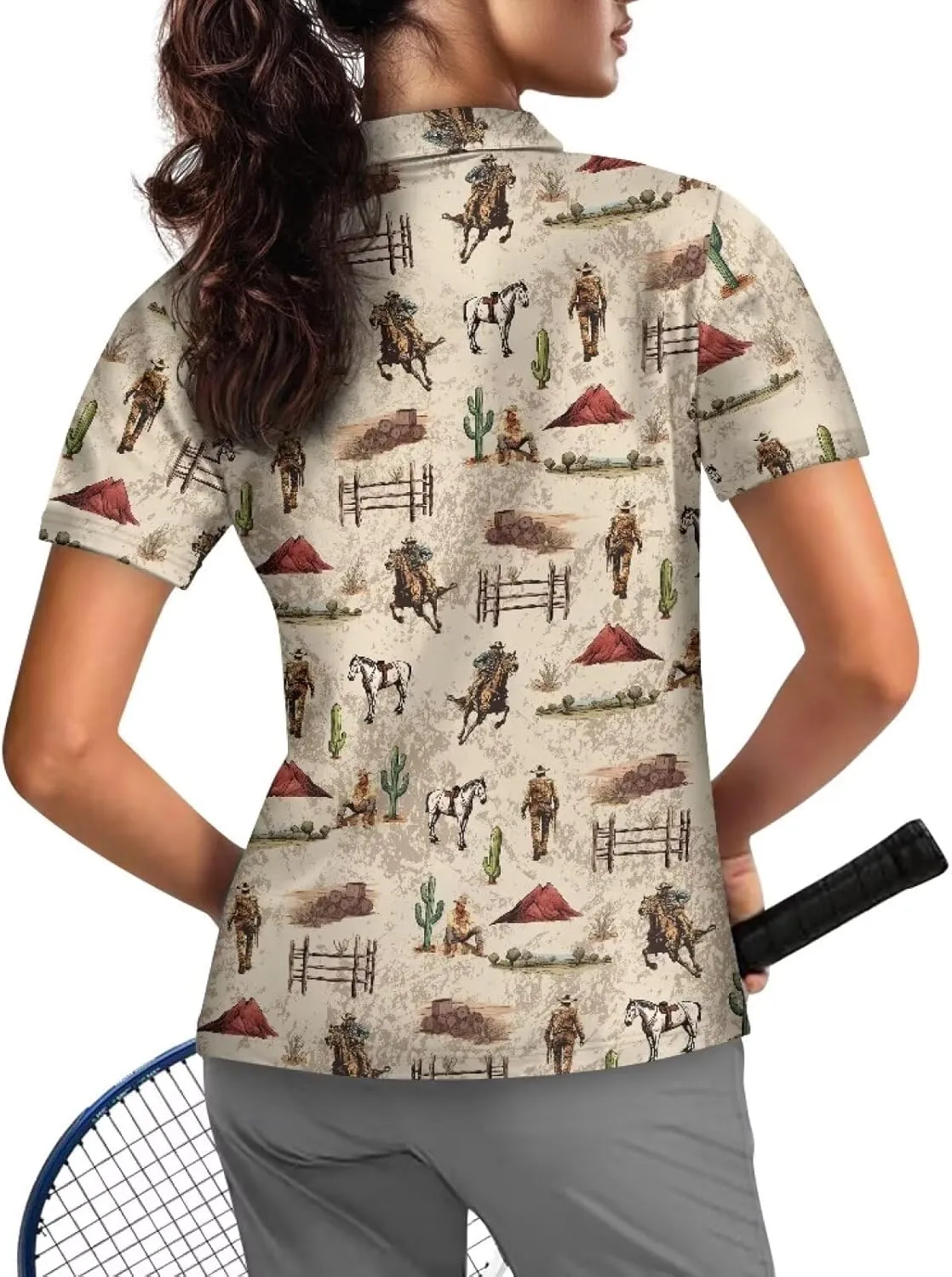 Biyejit Women's Golf Shirts Short Sleeve Quarter Zip Workout Tops for Women Moisture Wicking Quick-Drying Polo Shirts