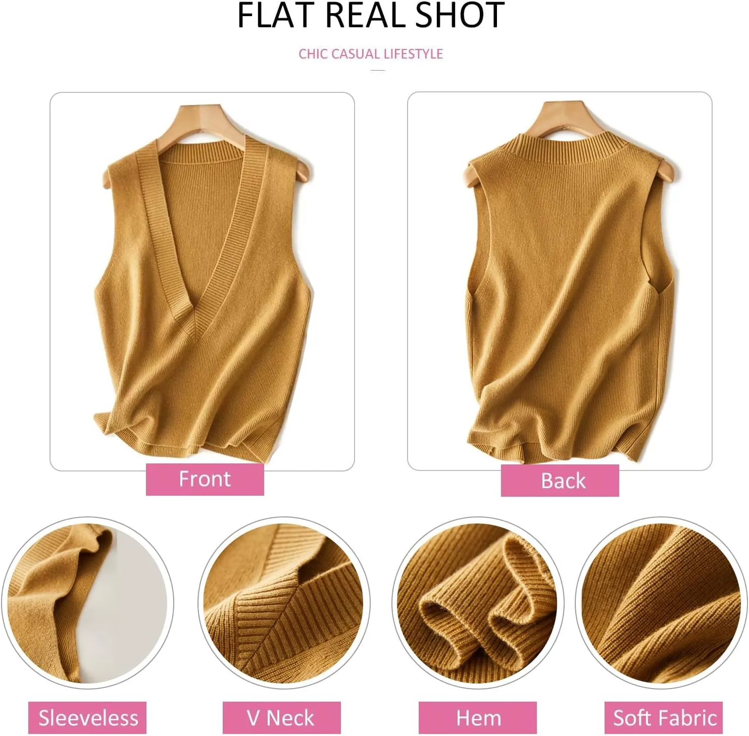 Blostirno Women's Sweater Vest V Neck Knit Pullover Vests Trendy Solid Knitwear Sleeveless Sweaters Tops