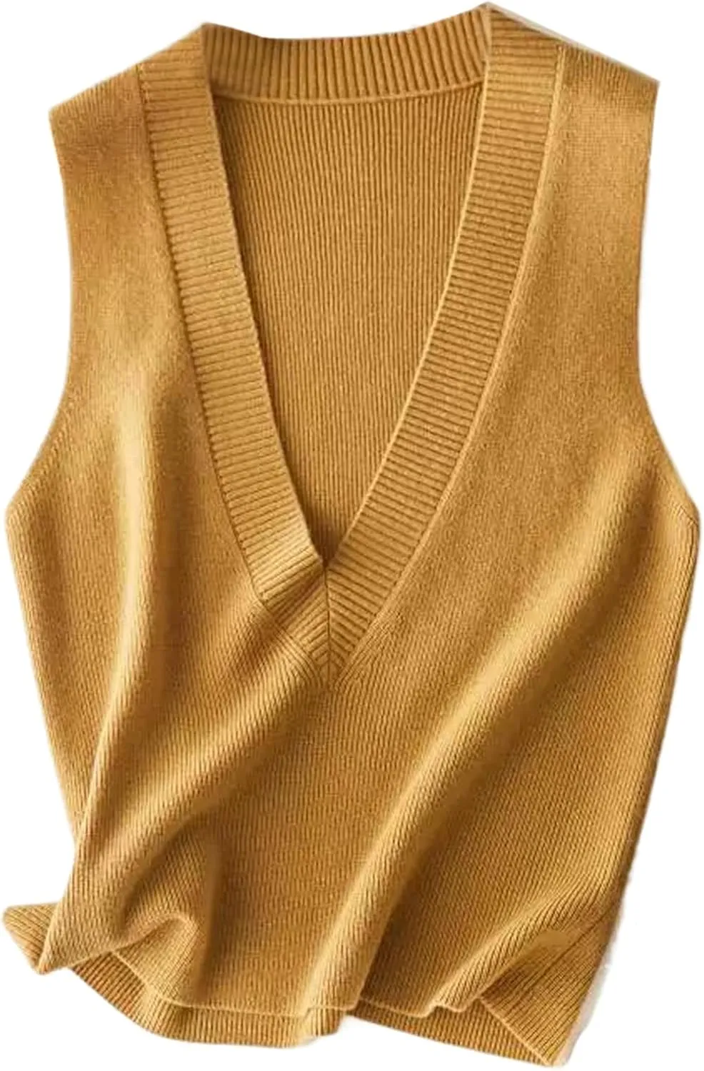 Blostirno Women's Sweater Vest V Neck Knit Pullover Vests Trendy Solid Knitwear Sleeveless Sweaters Tops