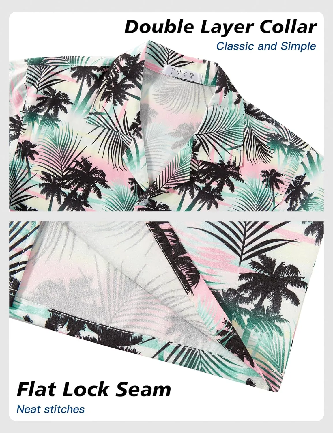 BOJIN Men's Hawaiian Shirts Short Sleeve Button Down Casual Shirts Summer Printed Tropical Floral Aloha Beach Shirts
