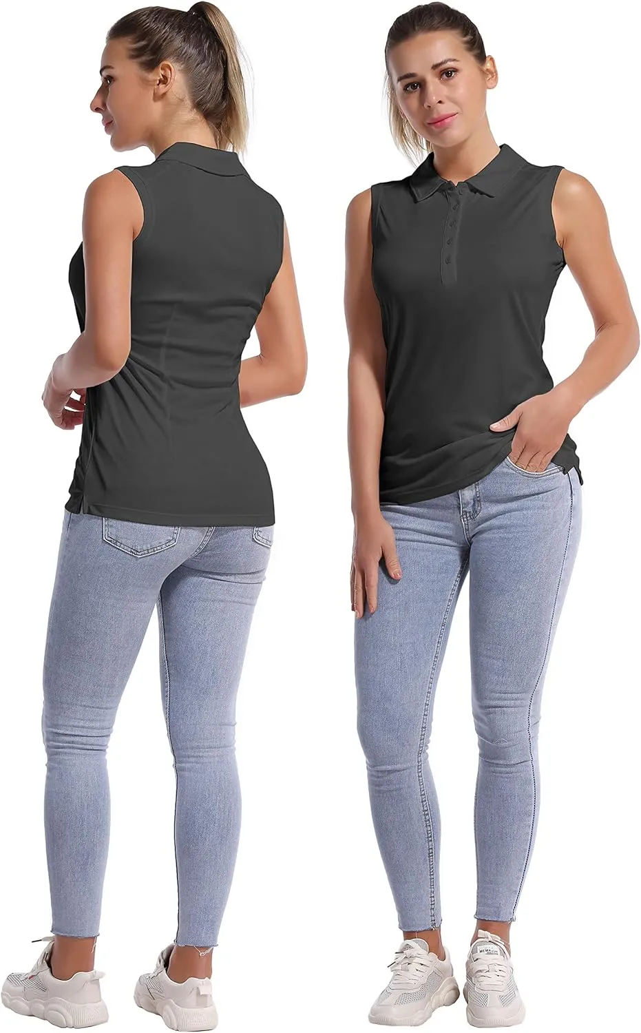 BUBBLELIME Sleeveless Polo Women's UPF 50  Sun Protection Athletic Tennis Golf Shirts Quick Dry Outdoor Sports