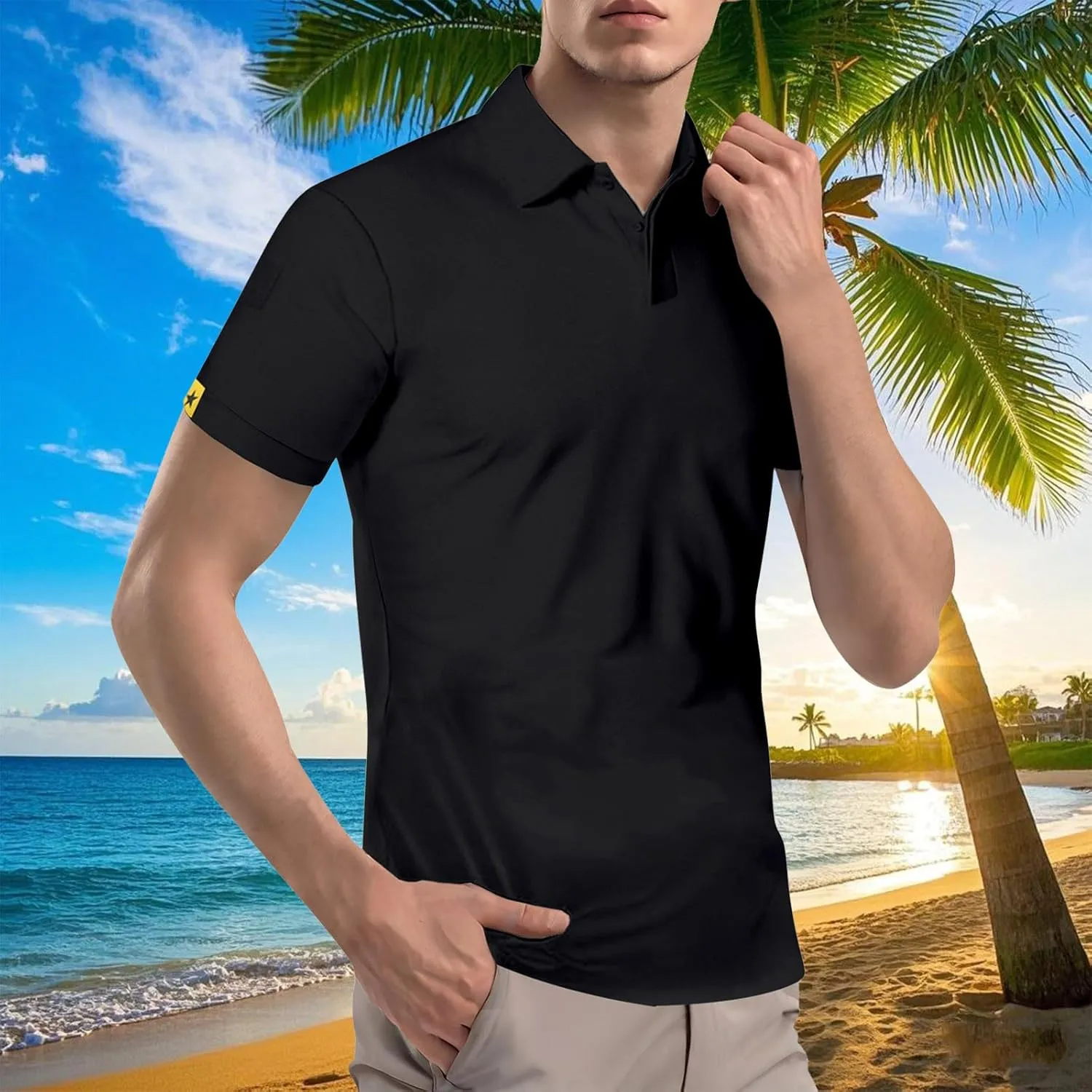 Business Henley Shirts Men Summer Lightweight Golf Tactical Short Sleeve Shirt Casual Moisture Wicking Quick Dry Tops