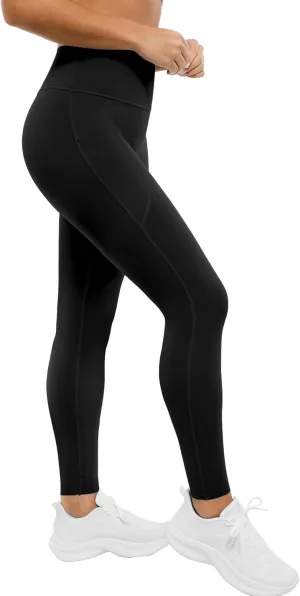 Buttery Soft 25" Womens High Waisted No Front Seam Yoga Leggings Pockets UPF50  Adjustable Length Gym Running Workout