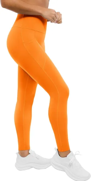 Buttery Soft 25" Womens High Waisted No Front Seam Yoga Leggings Pockets UPF50  Adjustable Length Gym Running Workout
