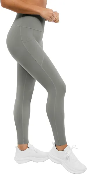 Buttery Soft 25" Womens High Waisted No Front Seam Yoga Leggings Pockets UPF50  Adjustable Length Gym Running Workout