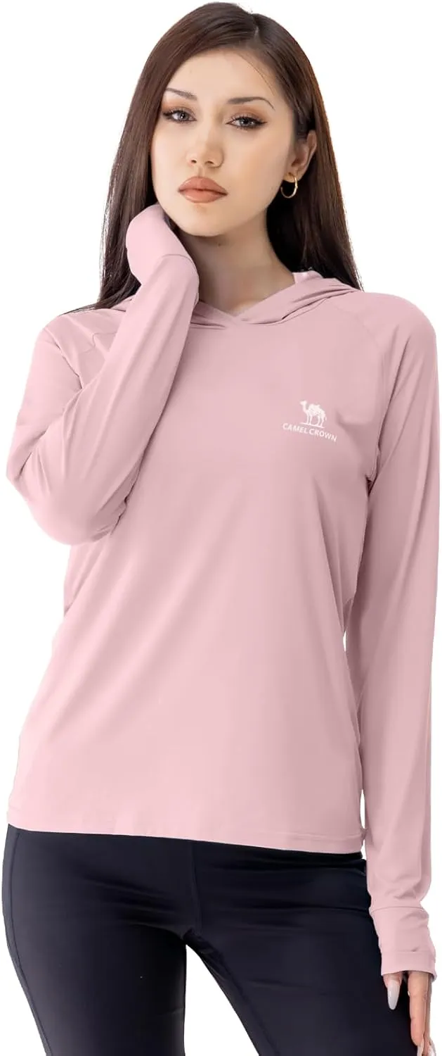 CAMEL CROWN Rash Guard for Women UPF 50  UV Sun Protection Swim Tops Women Lightweight Quick Dry Long Sleeve Top Hoodie