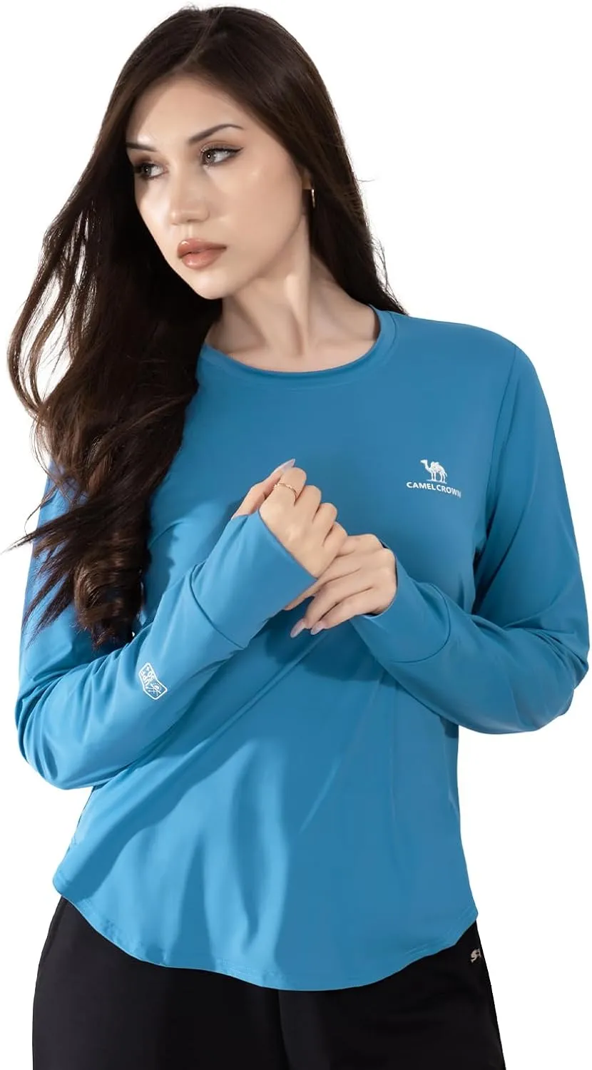 CAMEL CROWN Rash Guard for Women UPF 50  UV Sun Protection Swim Tops Women Lightweight Quick Dry Long Sleeve Top Hoodie