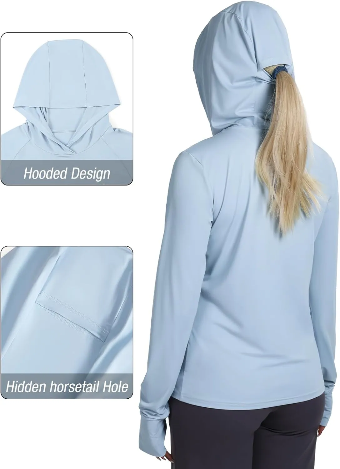 CAMEL CROWN Rash Guard for Women UPF 50  UV Sun Protection Swim Tops Women Lightweight Quick Dry Long Sleeve Top Hoodie