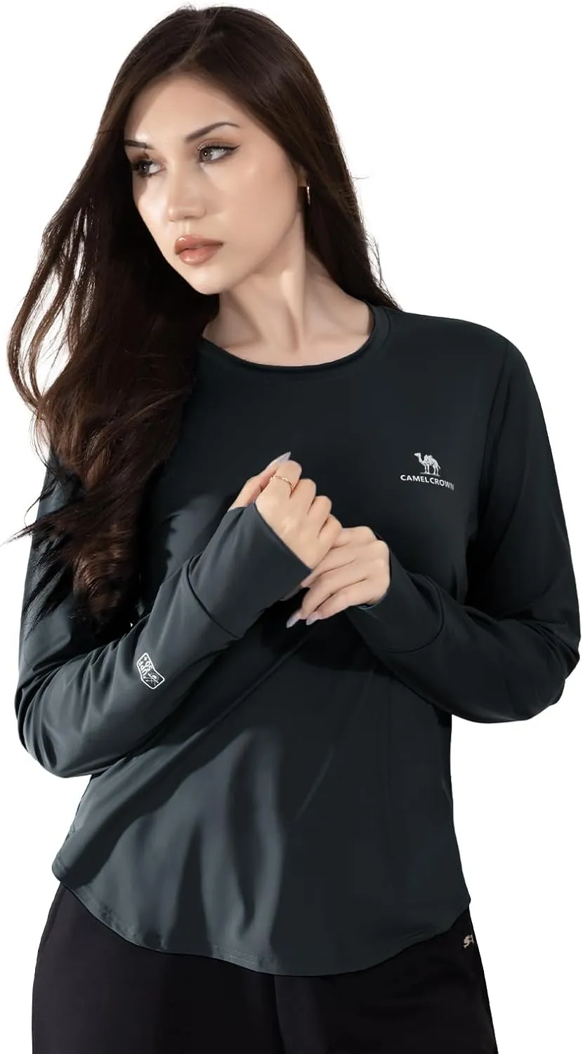 CAMEL CROWN Rash Guard for Women UPF 50  UV Sun Protection Swim Tops Women Lightweight Quick Dry Long Sleeve Top Hoodie