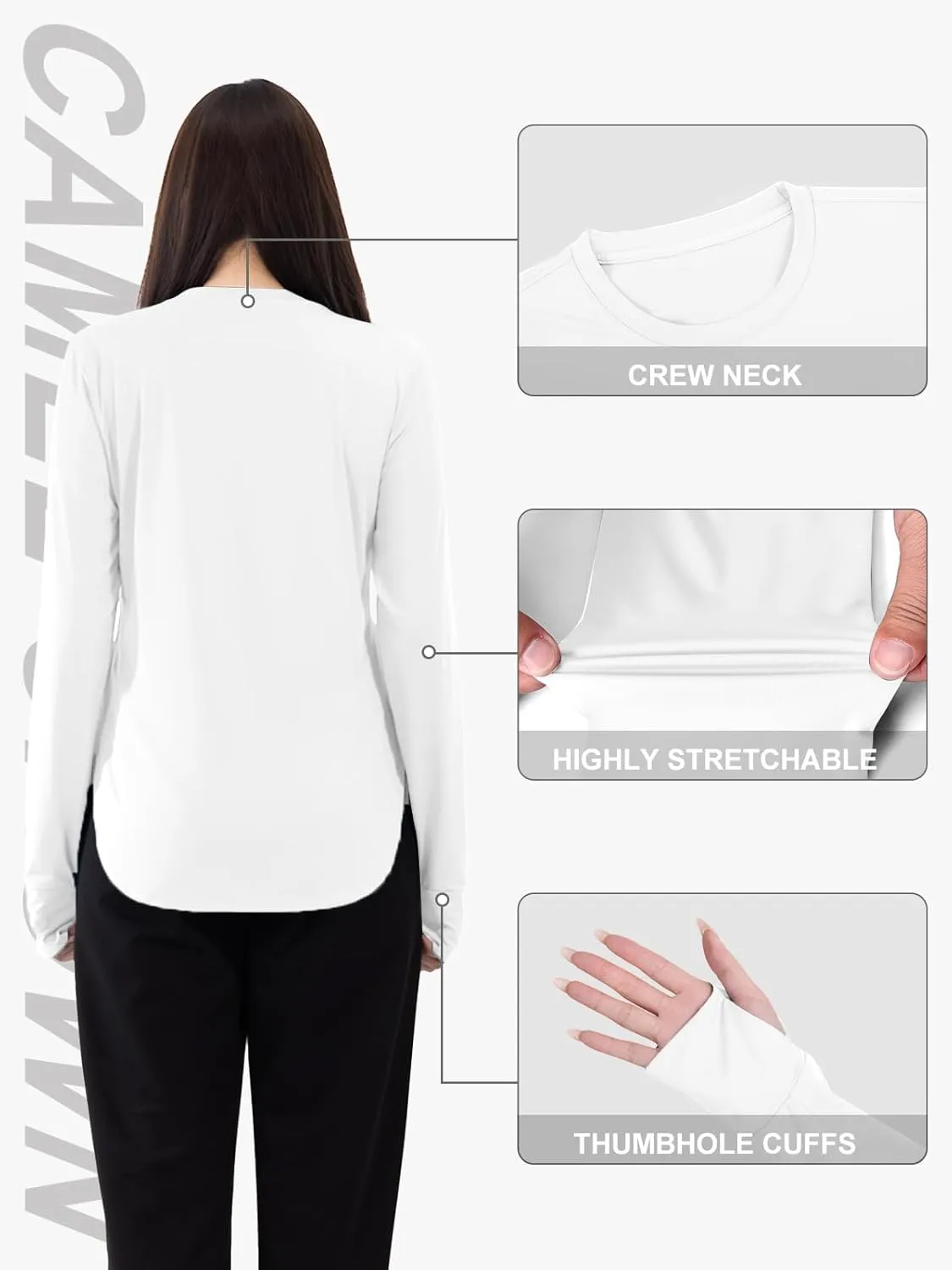 CAMEL CROWN Rash Guard for Women UPF 50  UV Sun Protection Swim Tops Women Lightweight Quick Dry Long Sleeve Top Hoodie