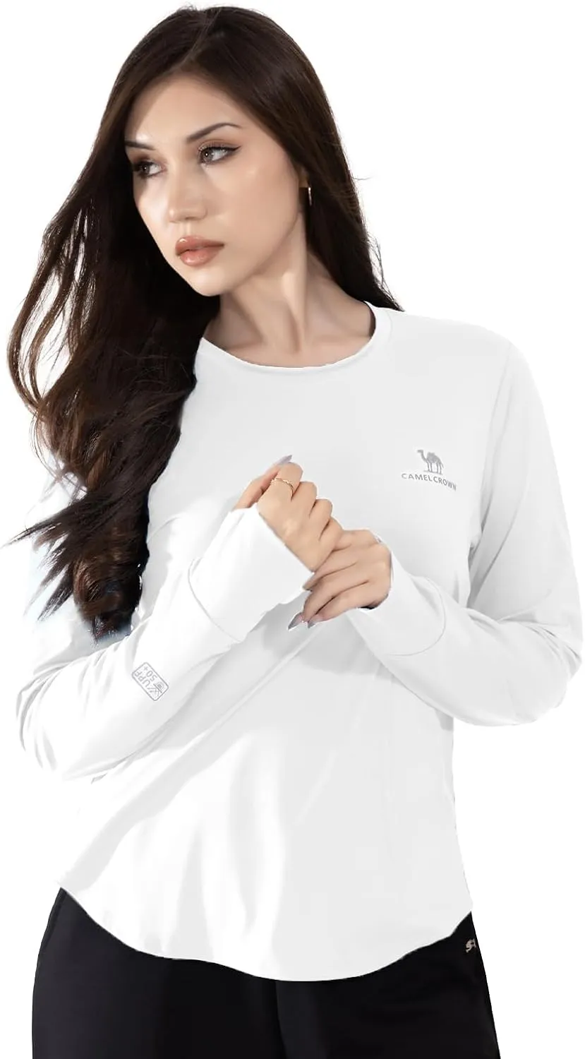 CAMEL CROWN Rash Guard for Women UPF 50  UV Sun Protection Swim Tops Women Lightweight Quick Dry Long Sleeve Top Hoodie