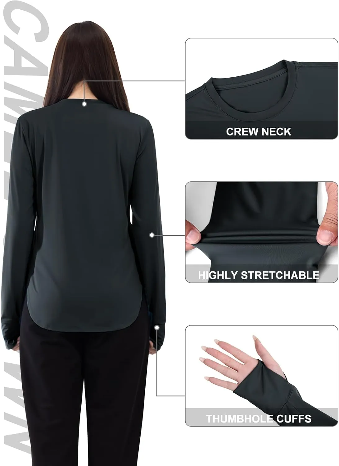 CAMEL CROWN Rash Guard for Women UPF 50  UV Sun Protection Swim Tops Women Lightweight Quick Dry Long Sleeve Top Hoodie