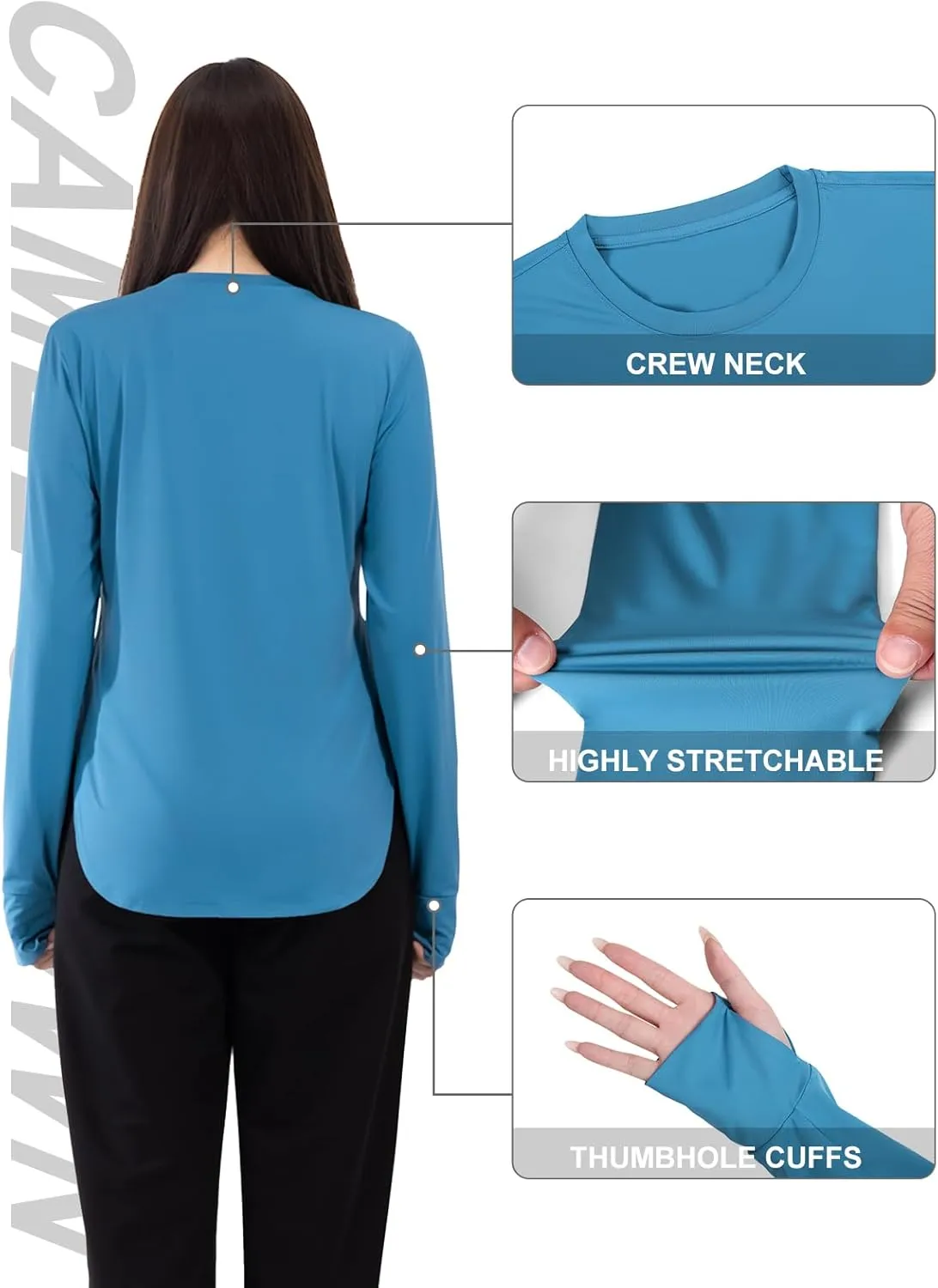 CAMEL CROWN Rash Guard for Women UPF 50  UV Sun Protection Swim Tops Women Lightweight Quick Dry Long Sleeve Top Hoodie