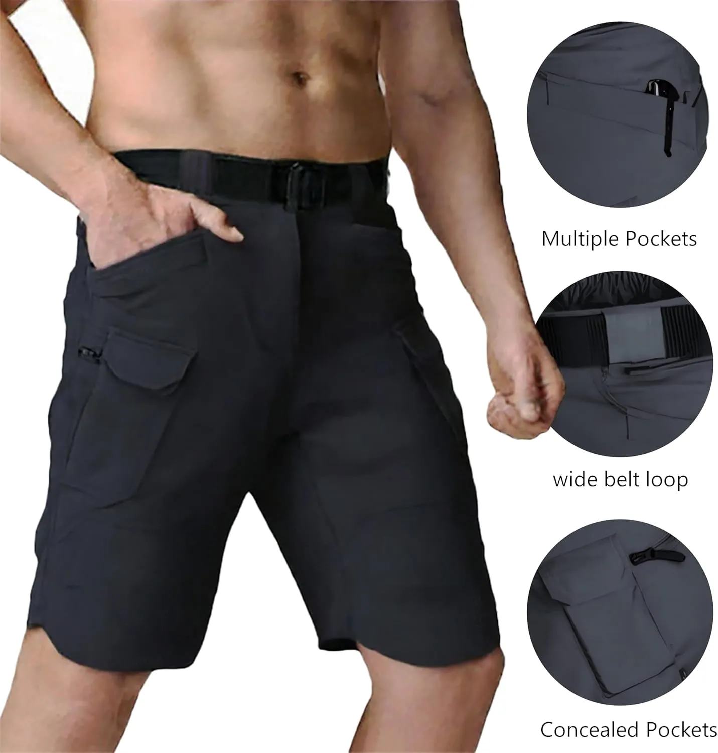 Cargo Shorts for Man Waterproof Stretch Multi Pockets Quick-Dry Outdoor Camping Running Athletic Men's Shorts