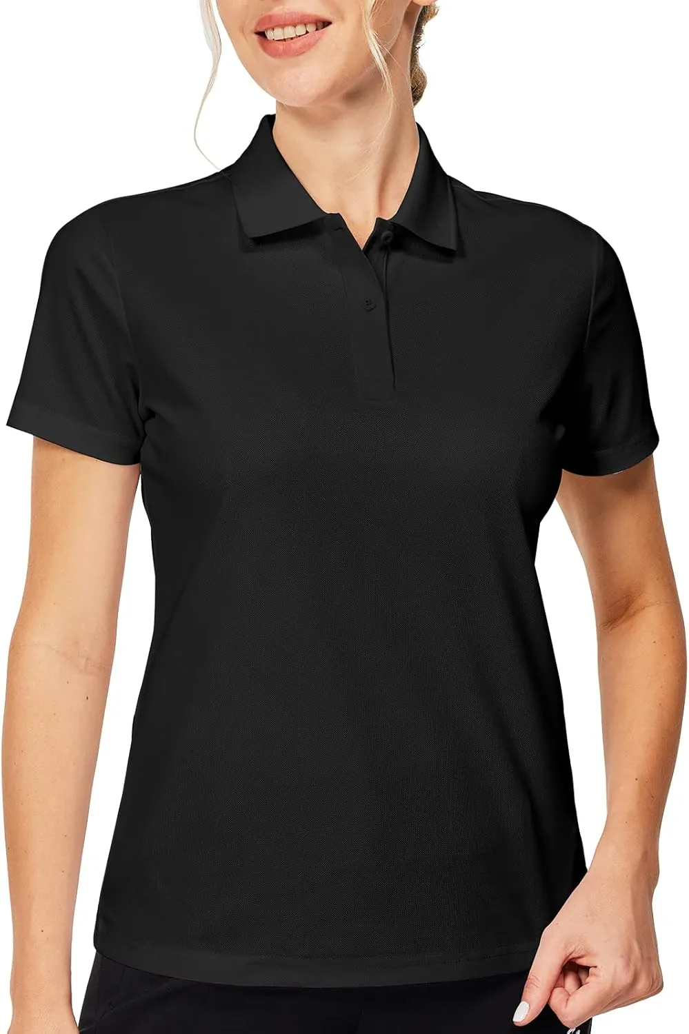 Casei Womens Polo Shirts Golf Shirts Quick Dry Moisture Wicking Black and White Polo Shirt