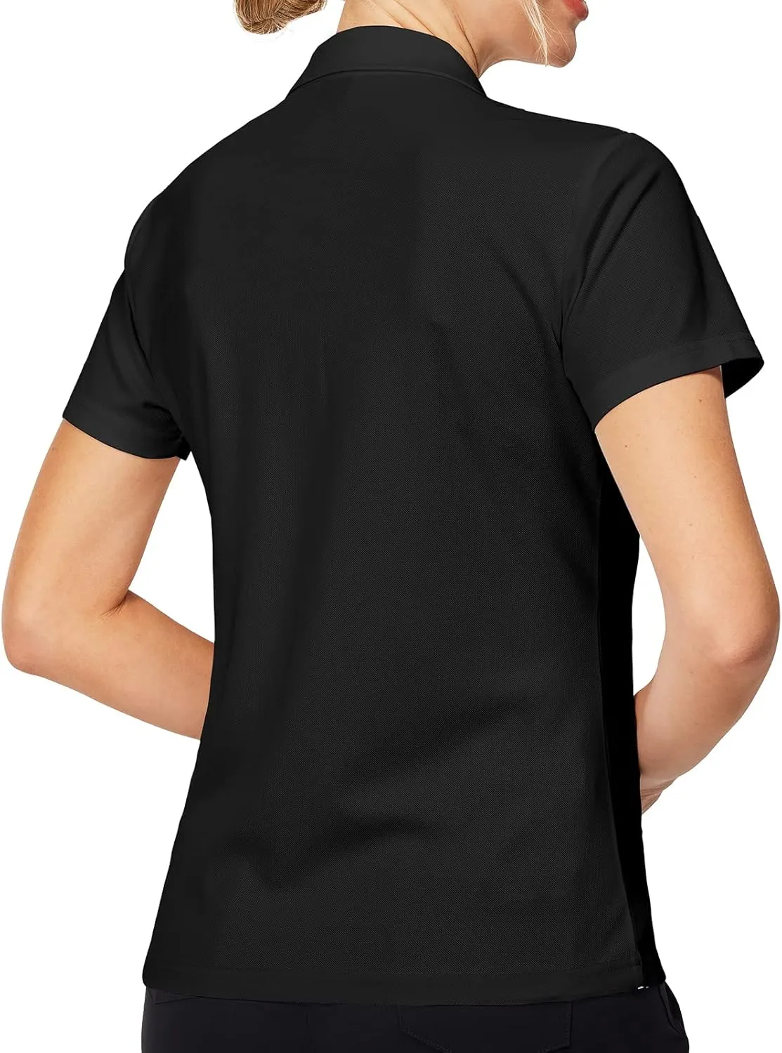 Casei Womens Polo Shirts Golf Shirts Quick Dry Moisture Wicking Black and White Polo Shirt