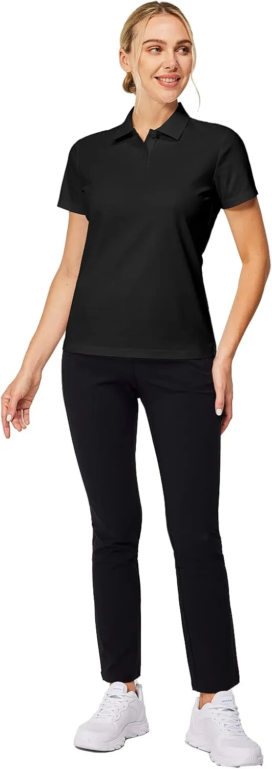 Casei Womens Polo Shirts Golf Shirts Quick Dry Moisture Wicking Black and White Polo Shirt