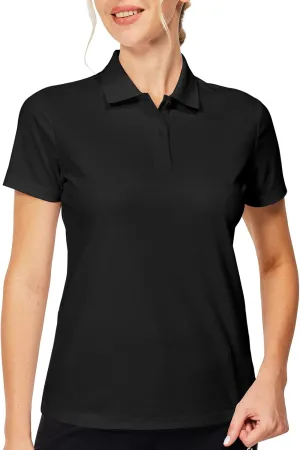 Casei Womens Polo Shirts Golf Shirts Quick Dry Moisture Wicking Black and White Polo Shirt