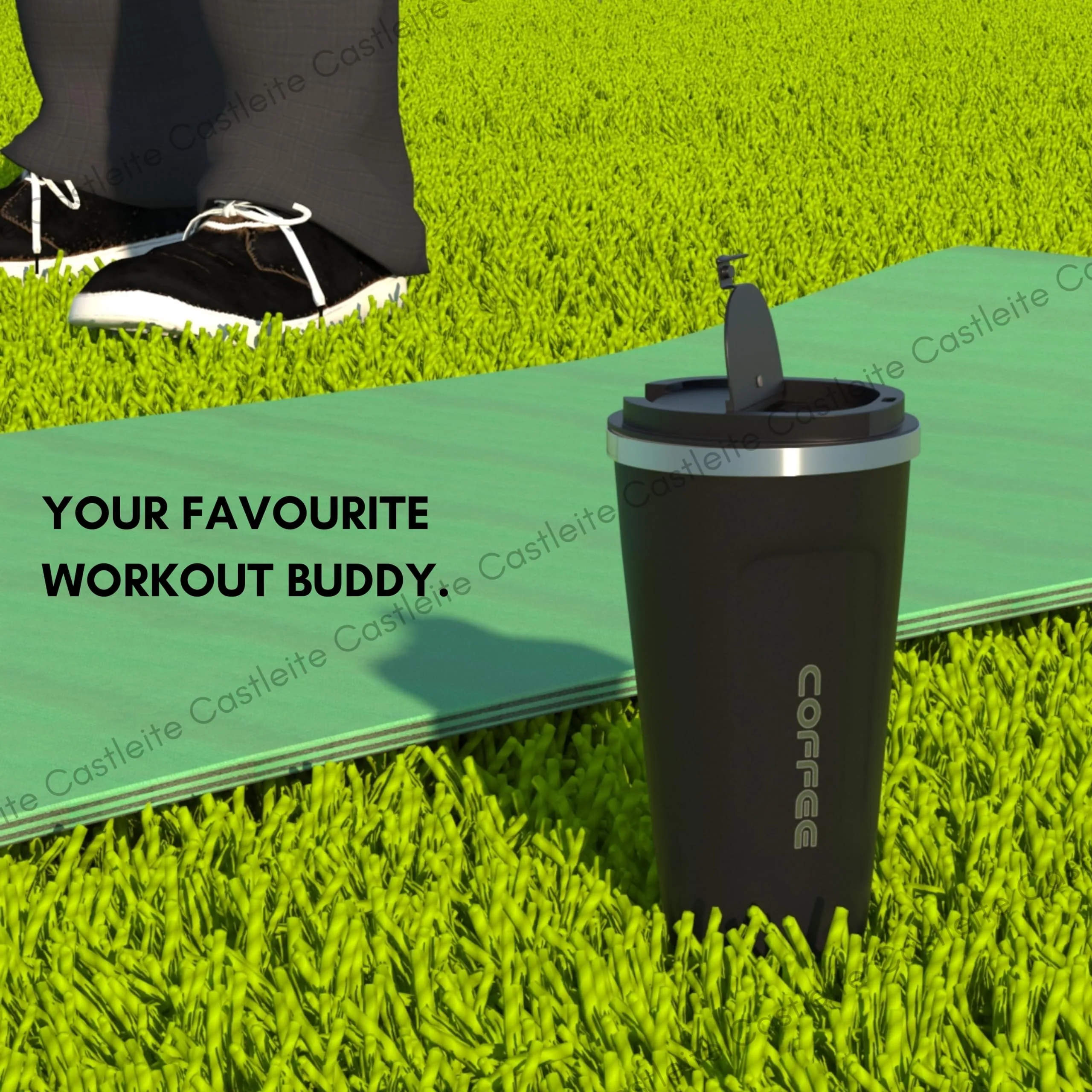 Castleite BrewGlide Travel Coffee Mug 6 & 8 Hours Hot & Cold 510ML Vacuum Insulated Stainless Steel Double Walled Sipper with Spill-Proof Flip Lid Design - Your Fancy Portable Companion (Onyx Black)