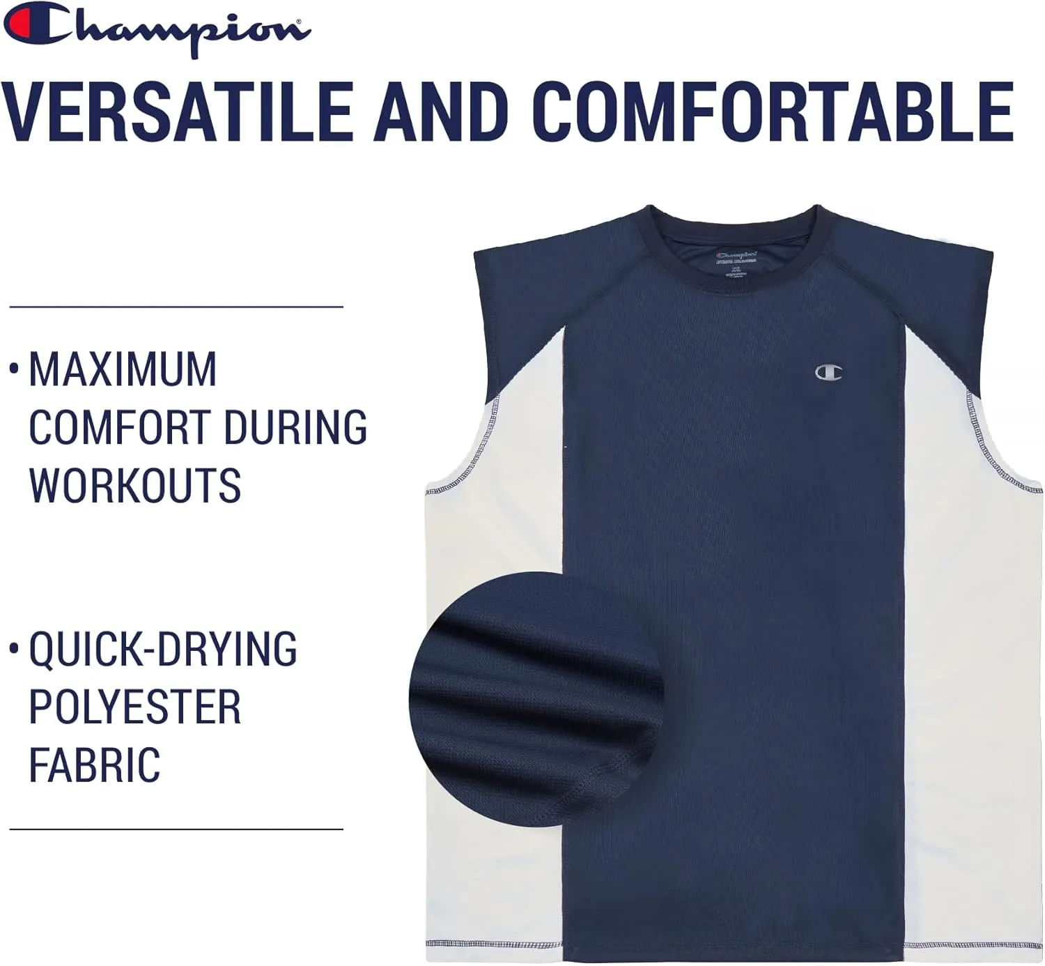 Champion Big and Tall Muscle Shirts for Men - Quick Dry Active Moisture Wicking