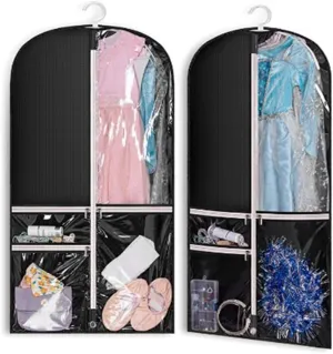 Clothes Cover 3 Pack Travel Garment Bag for Suit Garment Bags with Clear Window Hanging Clothes Suit Bags (Color : Black, Size : 128 * 60cm)