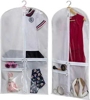 Clothes Cover 3 Pack Travel Garment Bag for Suit Garment Bags with Clear Window Hanging Clothes Suit Bags (Color : White, Size : 128 * 60cm)