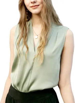 COLD POSH 19MM Mulberry Silk Blouse for Women Sleeveless V Neck Shirts Dressy Casual Womens Top for Office